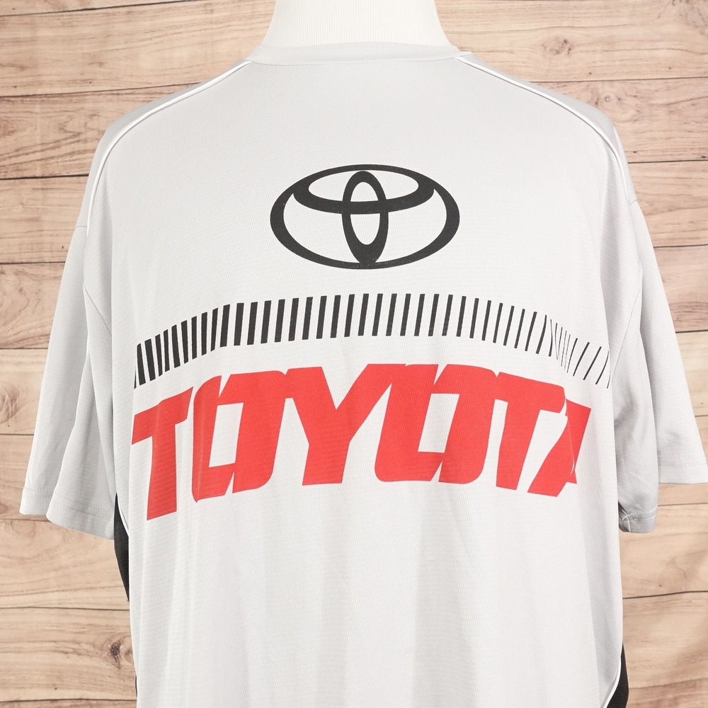 Toyota Shirt Mens L Gray Mesh Short Sleeve Jersey Logo Graphic Top Car